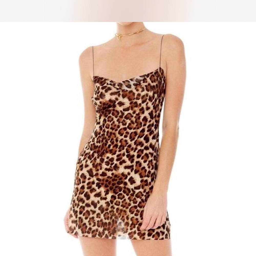 Are You Am I Leopard mini Dress - cowl neck